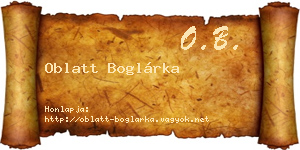 Oblatt Boglárka névjegykártya